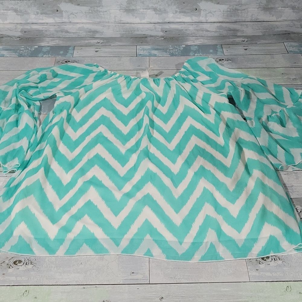 Dia Mint Chevron Print Off The Shoulder Dress sz 2XL